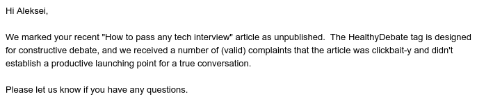 “we received a number of (valid) complaints that the article was clickbait-y and didn't establish a productive launching point for a true conversation”